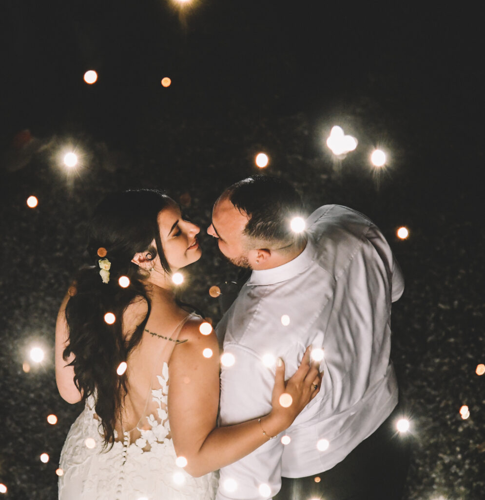 Bride and groom sharing a romantic moment during their destination wedding in Italy