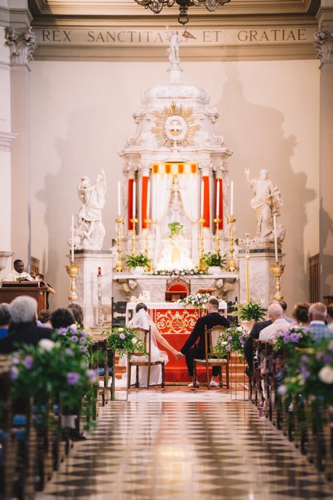 Lauren and Bill during their wedding ceremony at the Duomo of San Daniele del Friuli