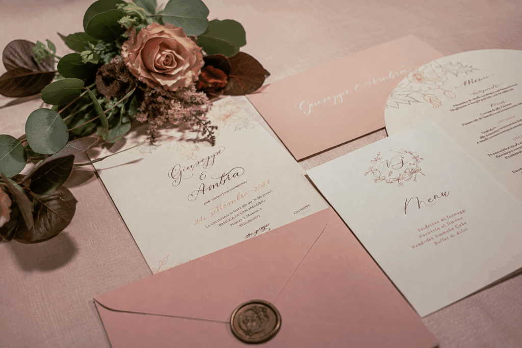 Elegant wedding stationery for a destination wedding in Italy
