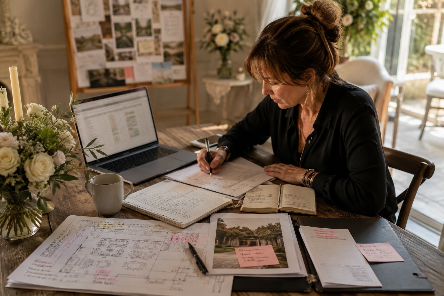 Wedding planner working on destination wedding planning in Italy